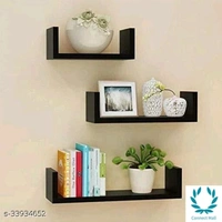 THEHEARTWILL Wooden Wall Rack Shelves MDF Medium Density Fiber Home Decoration Wall Decor Shelves - (LXB):-16X4, White, Wooden, Set Of 3